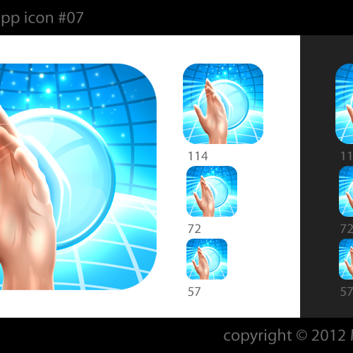 iPhone app icon -- hand reaching to pop bubble Réalisé par MikeKirby