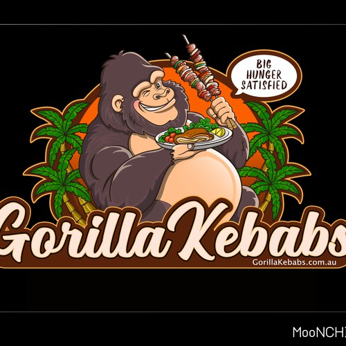 Design a hipster cartoon/restaurant fast food style logo for Gorilla Kebabs. Design by moonchinks28