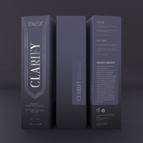 Luxury, high-end product box design for facial cleanser. Design by DG[Graphix]