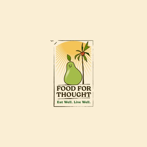 Fresh, Playful Island-Inspired Logo for Food For Thought – Organic Café & Market in the Florida Keys Design by m210297