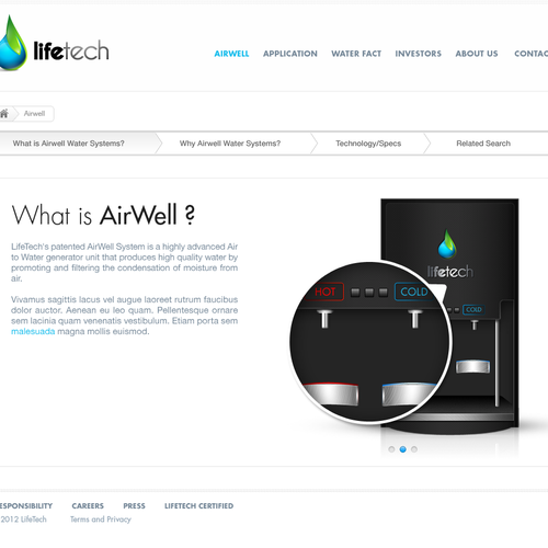 New website design for LifeTech: We turn air into drinking water. Ontwerp door Creative Zeune