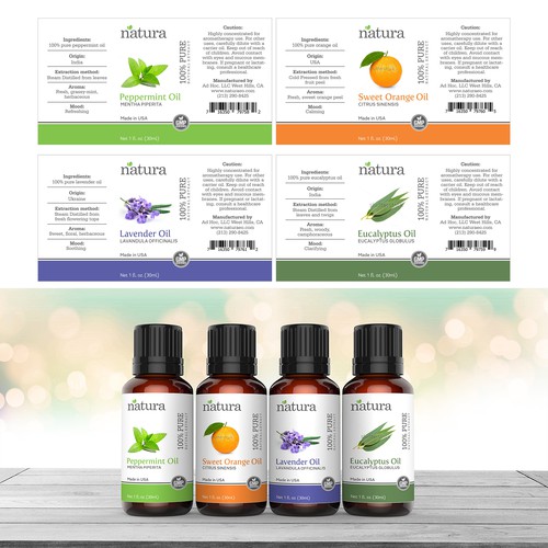 Create product labels for natura, an affordable premium essential oil  company | Etiquetas de producto contest | 99designs