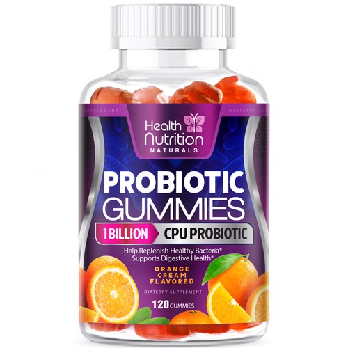 Design Healthy Probiotic Gummies Label needed for Health Nutrition di agooshe