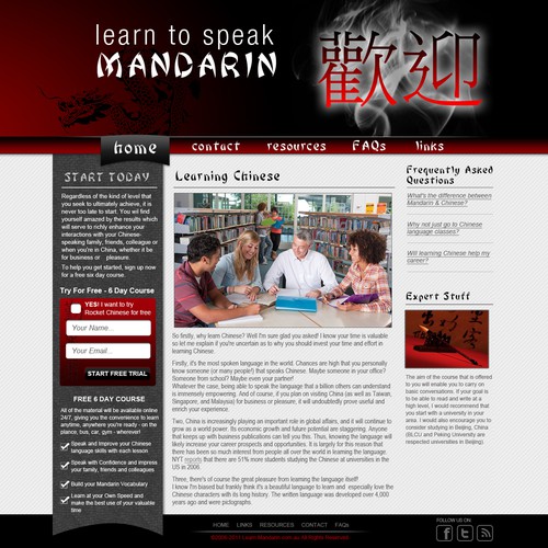 Create the next website design for Learn Mandarin Réalisé par zigotone