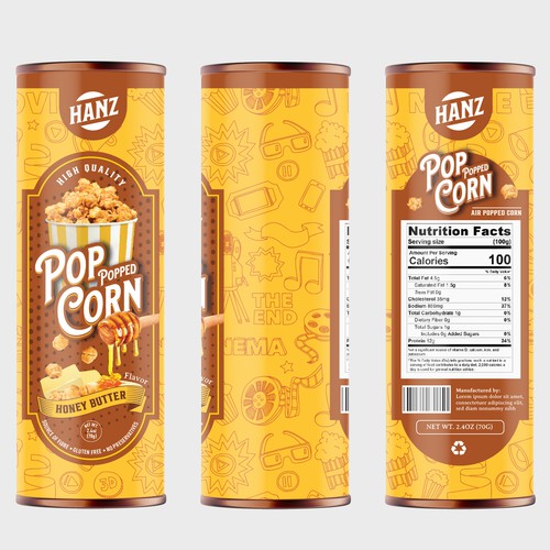 Premium Quality Popped Pop Corn Packaging Design by Davi Giolo ★