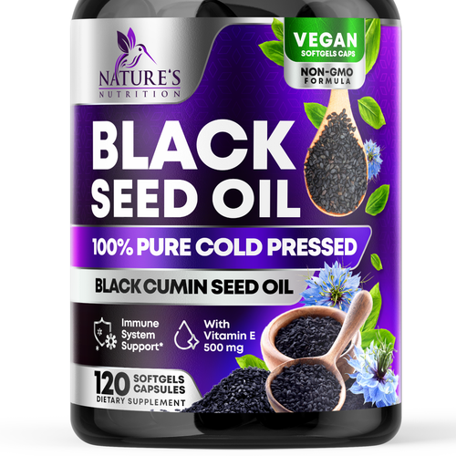 Natural Black Seed Oil Design Needed for Nature's Nutrition Design by rembrandtjurin