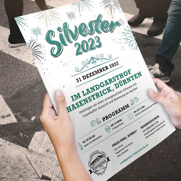 Design by DesignerShajeeb™ titled "Vintage New Year Party Flyer for Restaurant "