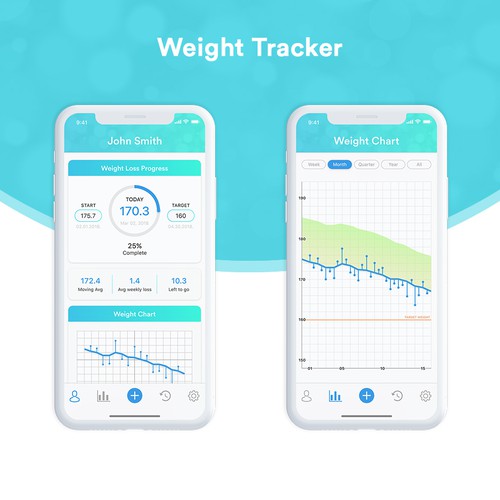 Design simple, professional UI for a Weight Tracker app Design by stefanxg