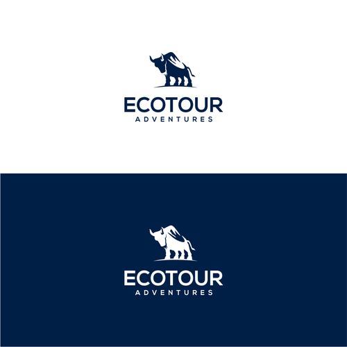 Creative Eco Tour logo integrating mountain  & bison Design by Unintended93