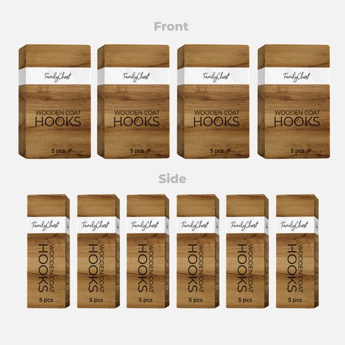 vintage style product packaging for wooden coat hooks for female target group Design by Avadisy