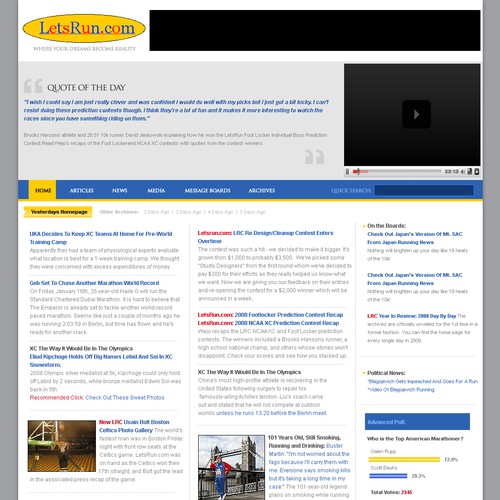 LetsRun.com Homepage Re-Design/Cleanup Diseño de Pockybreak
