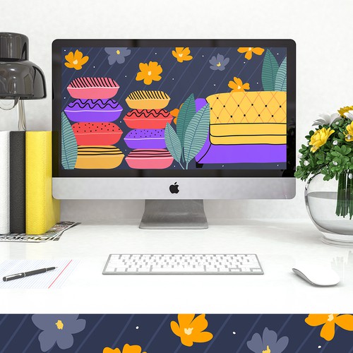 Community Contest | Illustrate your happy place as a virtual background (multiple winners!) Design by Hanifa design