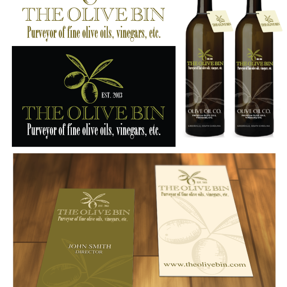 Olive oil logo with the title 'Help the Olive Bin with a new logo'