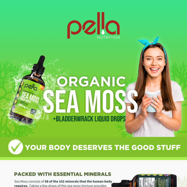 Infographic for a sea moss dietary supplement