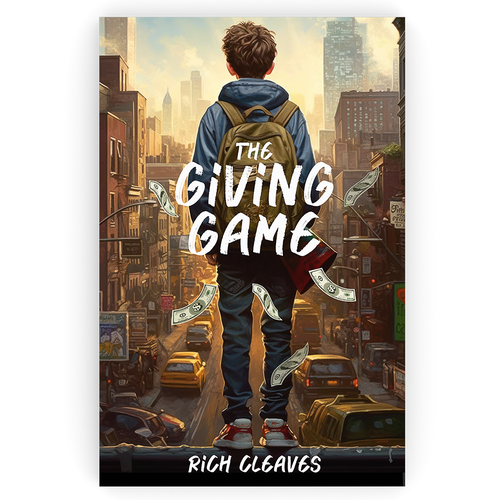 Middle grade book cover design about a kid who has to give away stacks of money Design by Minel Paul V