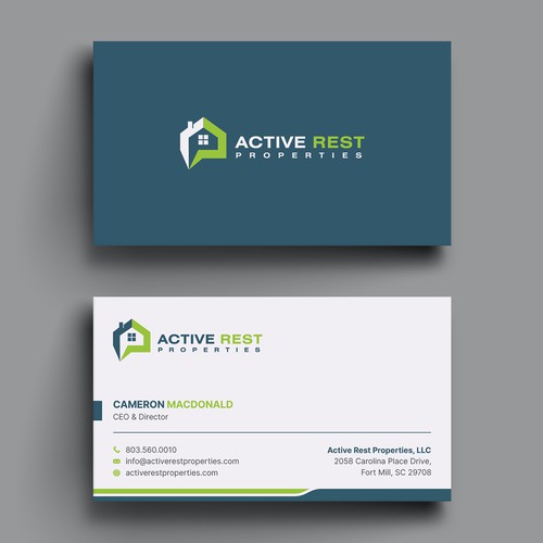 Modern Business Cards for Active Rest Properties Design by Hasanssin