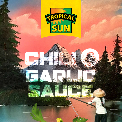 Tropical Sun Chilli & Garlic Sauce Label Digital Painting Design by thebrilland