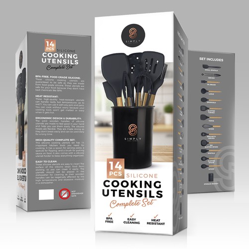 We need the best packaging for our Silicone Cooking Utensils Set Design by tomdesign.org