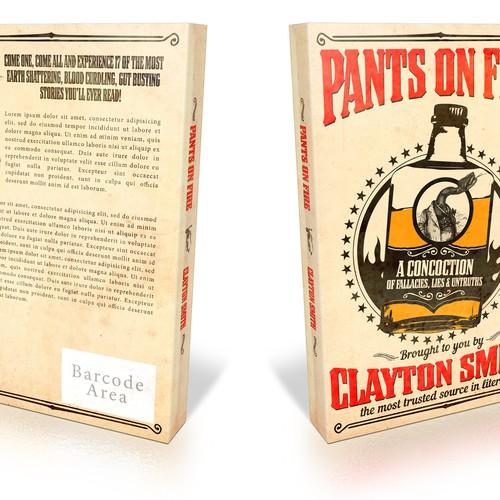 Create a fun book cover for Pants on Fire: A Collection of Lies! Design by Jake Clark