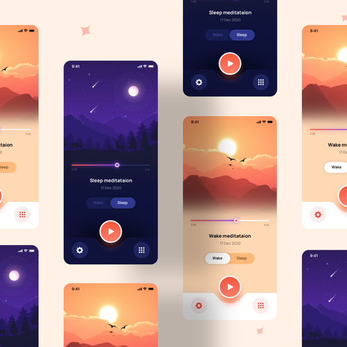 Designs | Beautiful 2 screen mediation app design | App design contest