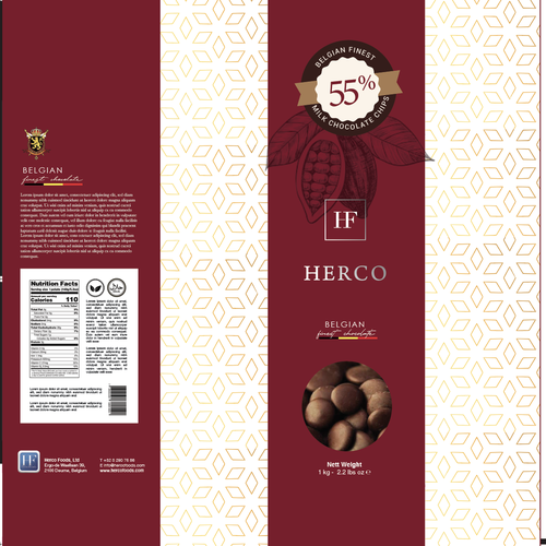 Bag and sticker design for finest Belgian chocolate chips (for baking/snacking) Design by Theresa Karissa