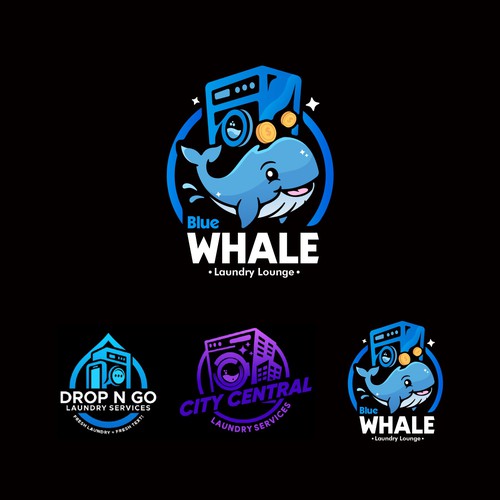 Unleash Your Creativity, Logo Design for "Blue Whale Laundry Lounge" Design by Chickvek.Labs