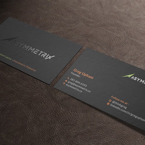 Design a cool, edgey but sophisticated business card for an alternative investment firm. Design von Roni_