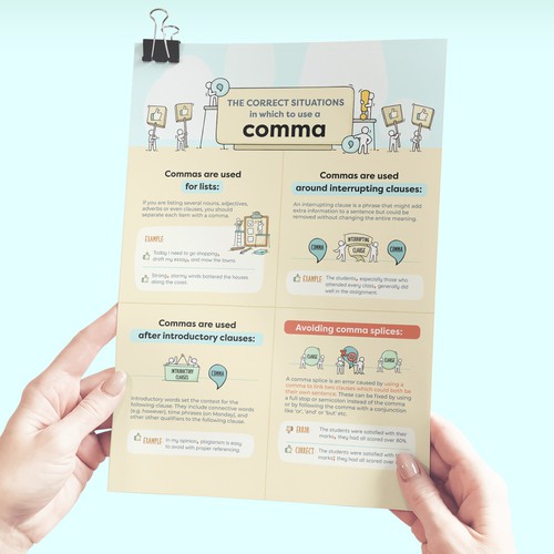 Comma rule infographic to appeal to students of any age Design by Laenoir