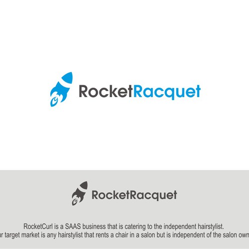 Create a capturing vintage Rocket logo for RocketCurl. Design by LAWETMAS