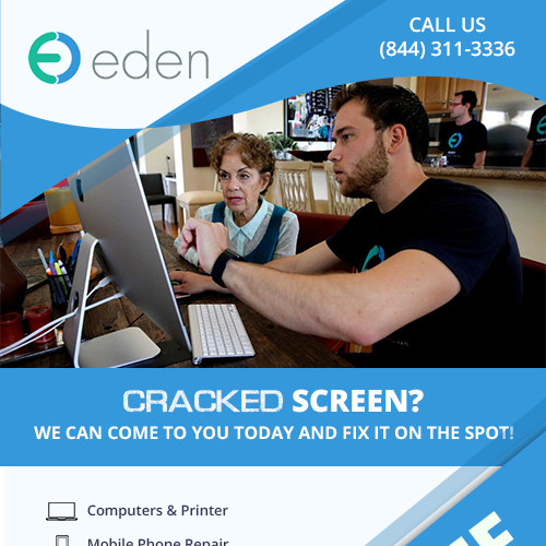 Create a flyer for Eden. Empowering people with cracked screen repair! Diseño de Knorpics