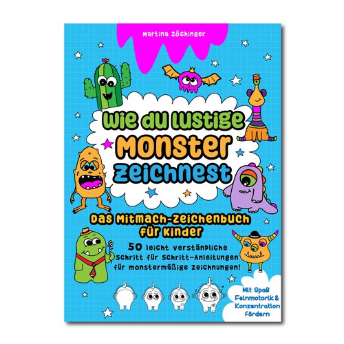 Design a cheerful cover for a monster drawing book for children Design by ALINAsINK