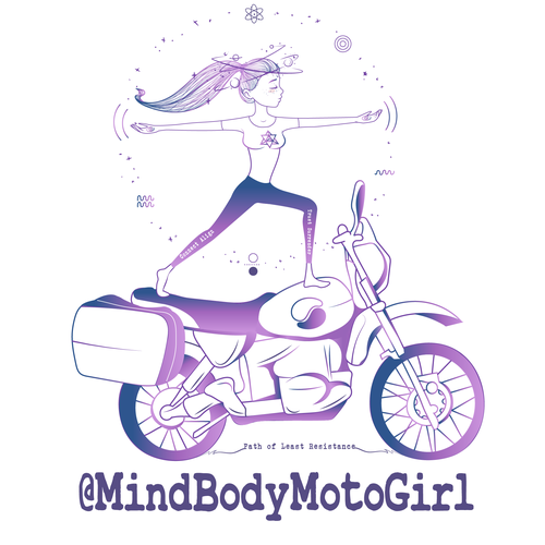 Simple design for motorcycle traveling yogi girl, concurso ilustração ou  gráfico