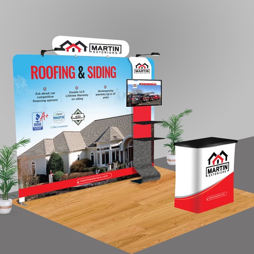 Powerful and eye-catching trade show booth Design by dezignedge*