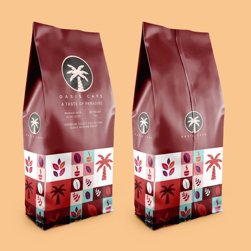 OASIS CAFE COFFEE BEAN PACKAGING DESIGN Design by suraiatonna
