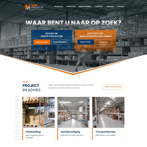 Creative website templates for a leading pallet racks company_ Meermagazijn Design réalisé par MercClass