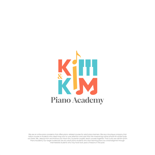 Logo to appeal adult piano students for online piano school called Kim & Kim Piano Academy Design by Ardimast