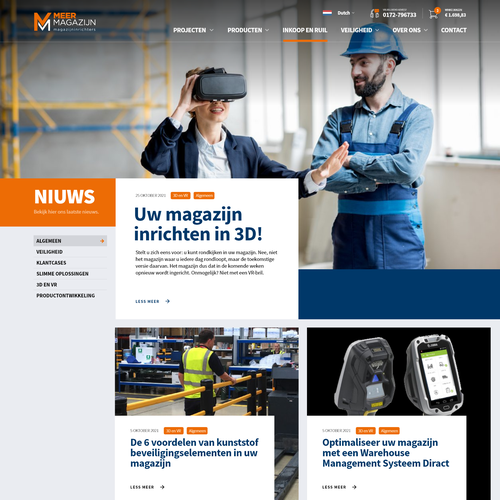 Creative website templates for a leading pallet racks company_ Meermagazijn Design by ChickenDinner