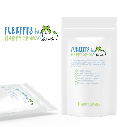 Create a fun Pocket Pet supplement label evoking a desire to maximize their lifespan. Design by DesignbySimona