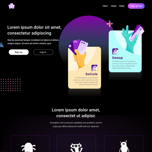 Landing page for online card game site, Landing page design contest