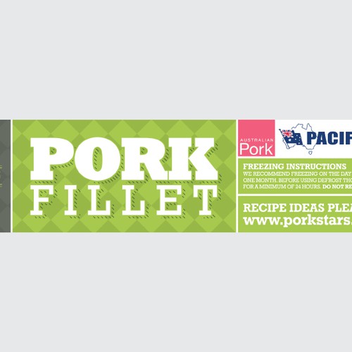 Create a striking top product label for a pork fillet product-ontwerp door April Anny