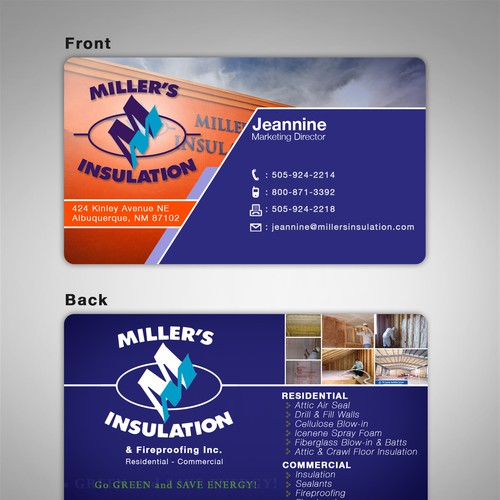 Business card design for Miller's Insulation Ontwerp door jayzmax