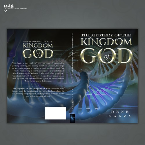 Wrap around book cover depicting good and evil in the DNA Design by Yna