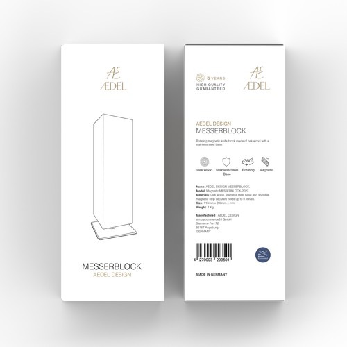 Design of an elegant product packaging for the first product of a new brand. Rotating knife block Design by Ahmed.elroumi