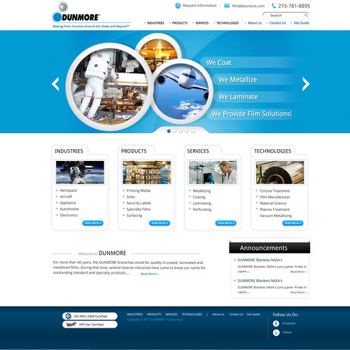 New website design wanted for DUNMORE Corporation Ontwerp door sarath143