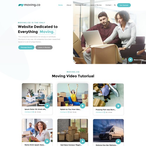 web page for moving related website Design by OMGuys™