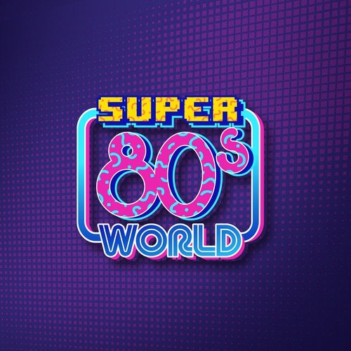 Create a totally bitchin' logo for our "Super 80s World" retro video game Diseño de dipomaster™