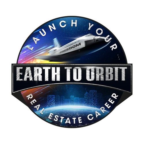 Realistic Logo for "Earth to Orbit" Sales Course. Achieve financial freedom through real estate. Design by GIRA✪