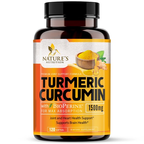 Nature's Nutrition - Needs a Colorful Turmeric Product Label Design by agooshe