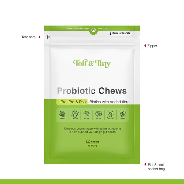 Probiotic chews sachet.