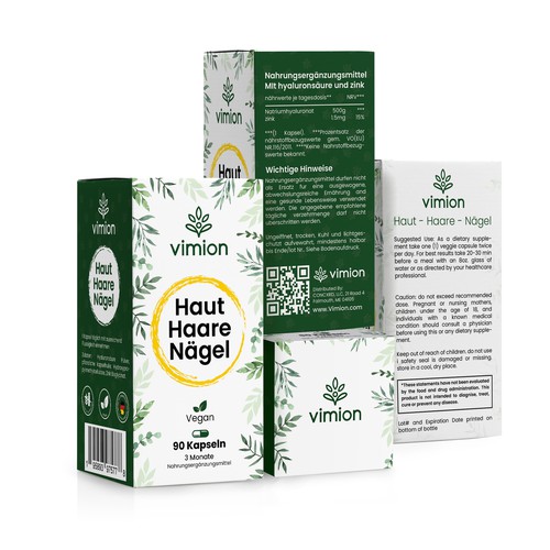 Packaging design for a German brand of high-quality food supplements Design by Designlifelk